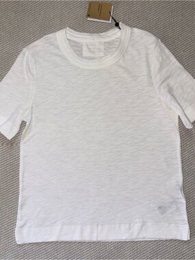 Whistles White Double Trim Rosa T-Shirt Sz Sm 100% Cotton Sustainable Fashion